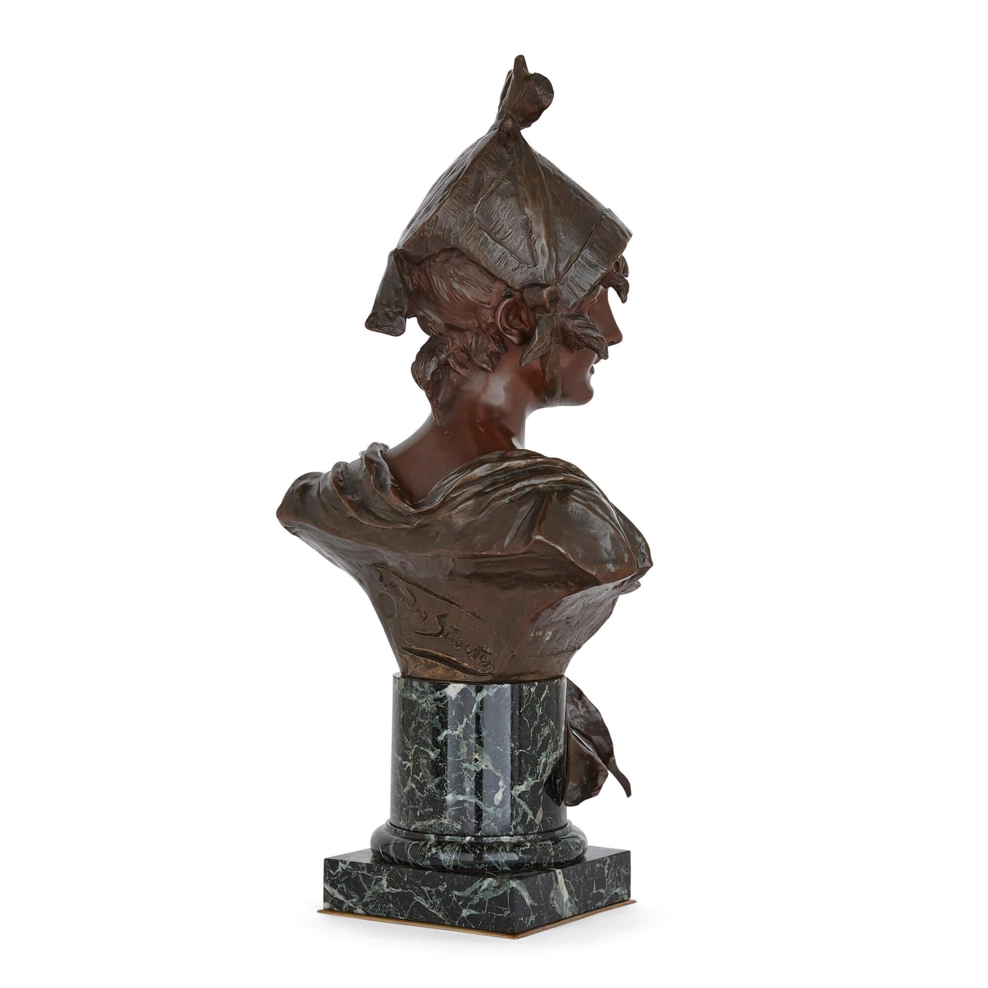 Belge Buste en bronze sur socle en marbre de Georges Van der Straeten en vente