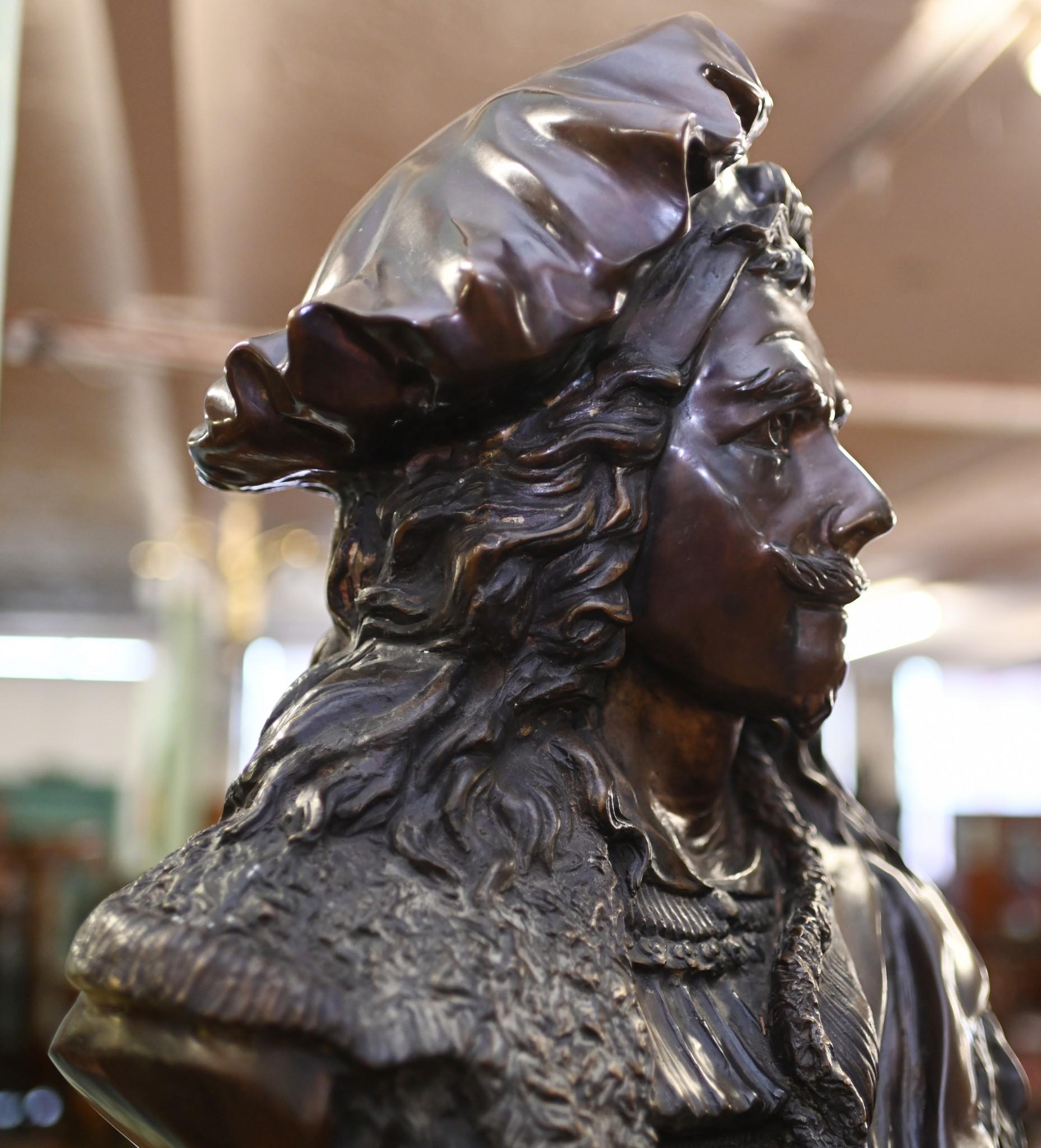 Late 19th Century Bronze Bust Rembrandt After Carrier Dutch Painter Classical 1880