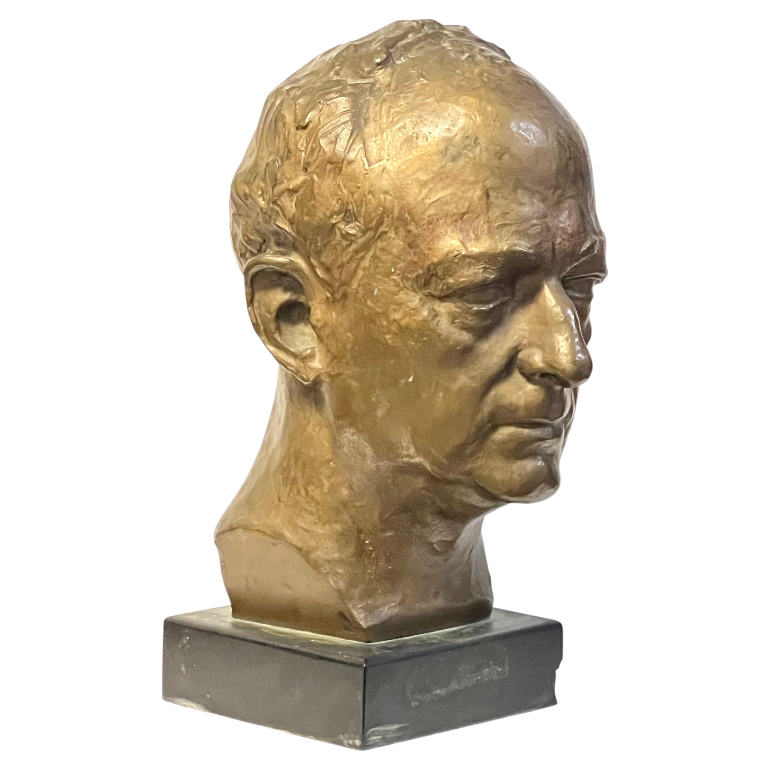 Bronze Bust Sculpture by P Ramadanoff Lido di Venezia 1928 For Sale