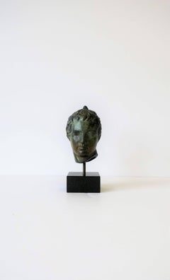Bronze Bust Sculpture on Black Marble Base