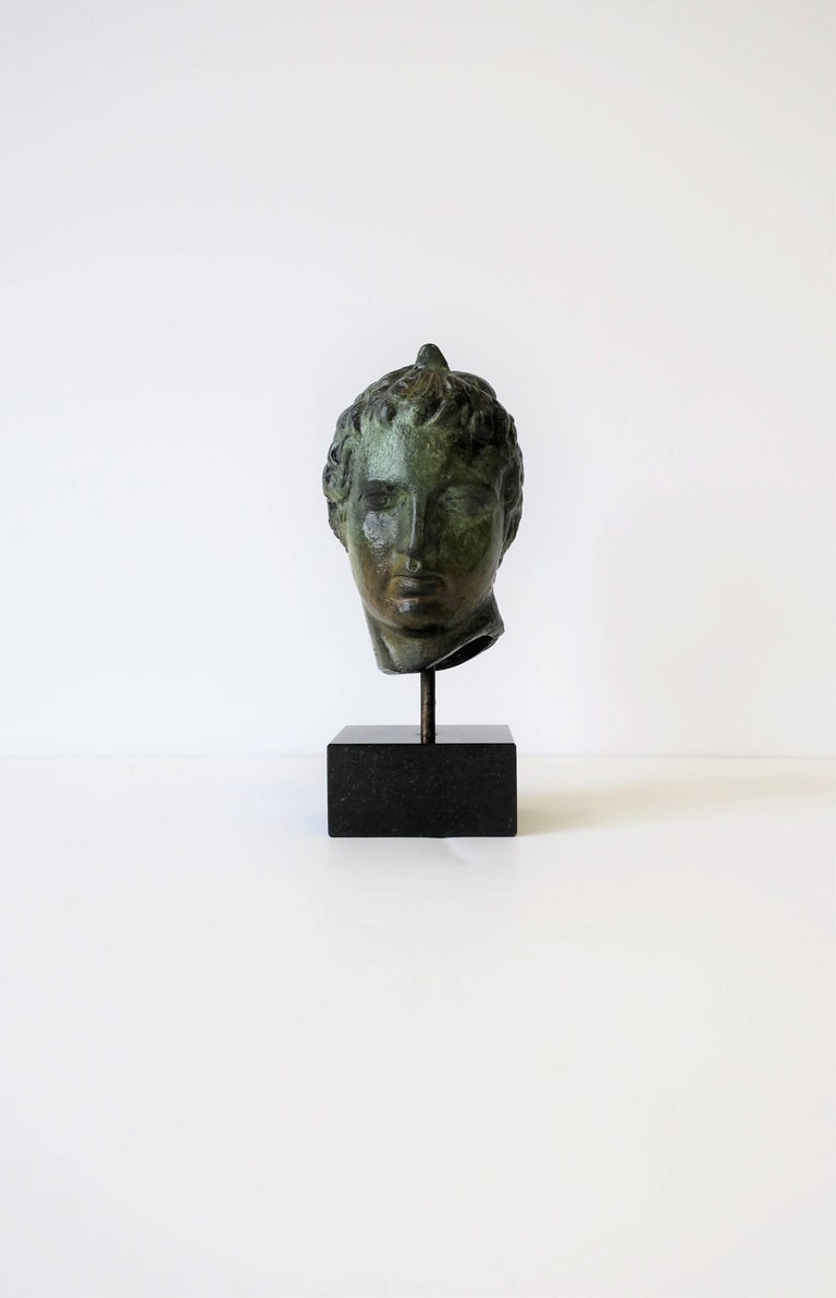 Bronze Bust Sculpture on Black Marble Base at 1stDibs