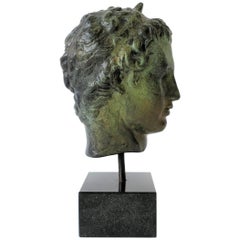 Bronze Bust Sculpture on Black Marble Base