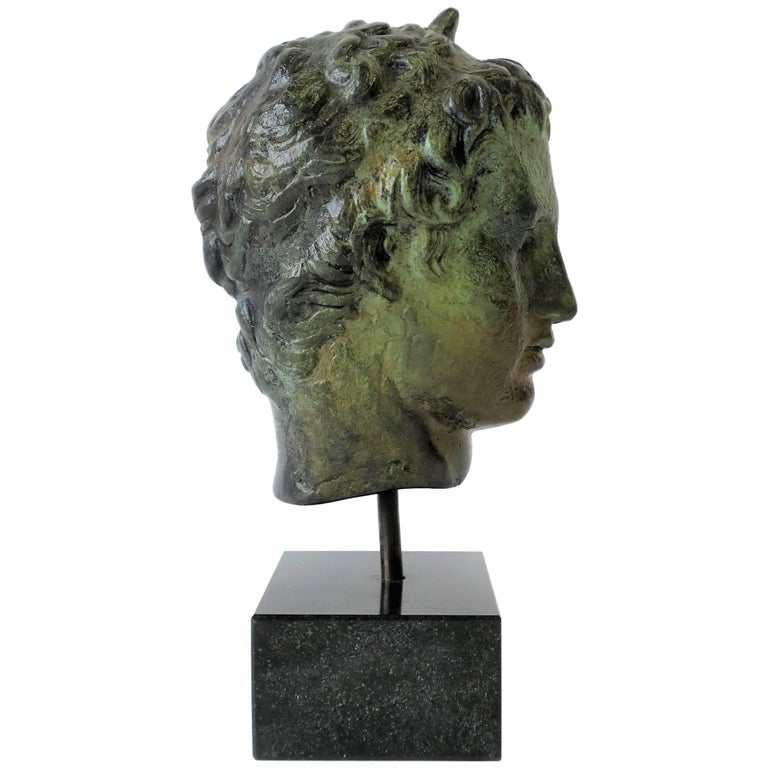 Bronze Bust Sculpture on Black Marble Base at 1stDibs