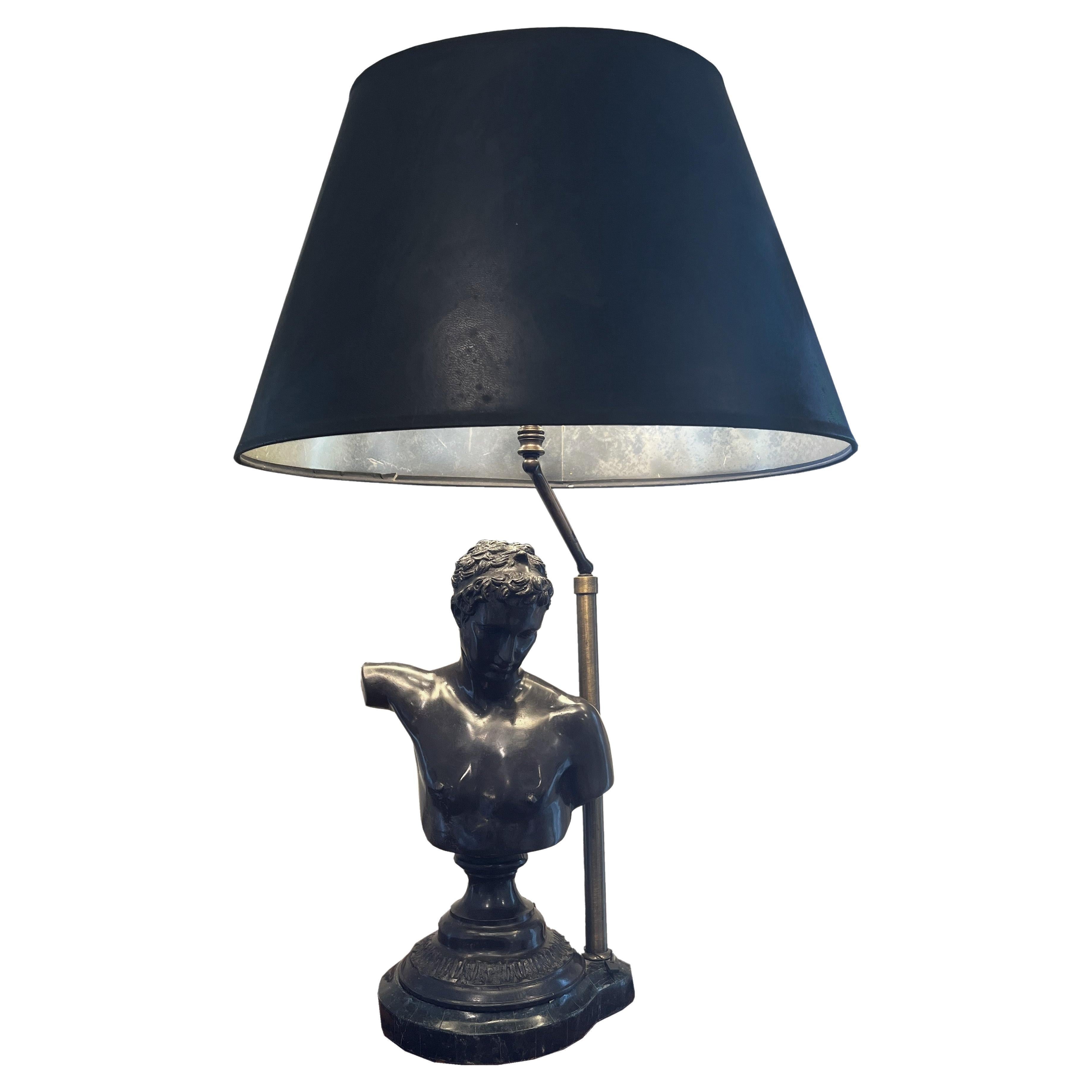 Bronze Bust Table Lamp  For Sale