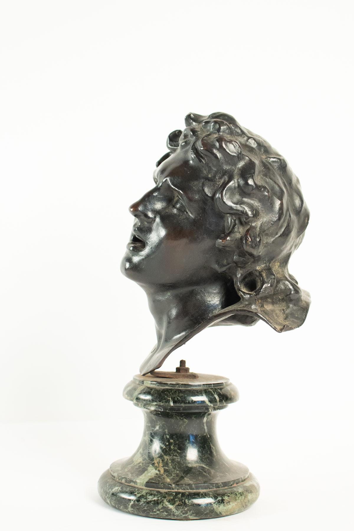Early 19th Century Bronze Bust with a Base of Sea Green Marble, 19th Century, Period Neoclassical