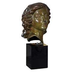 Bronze Bust, Woman by Sculpture Alexander Kelety Signed by Artist