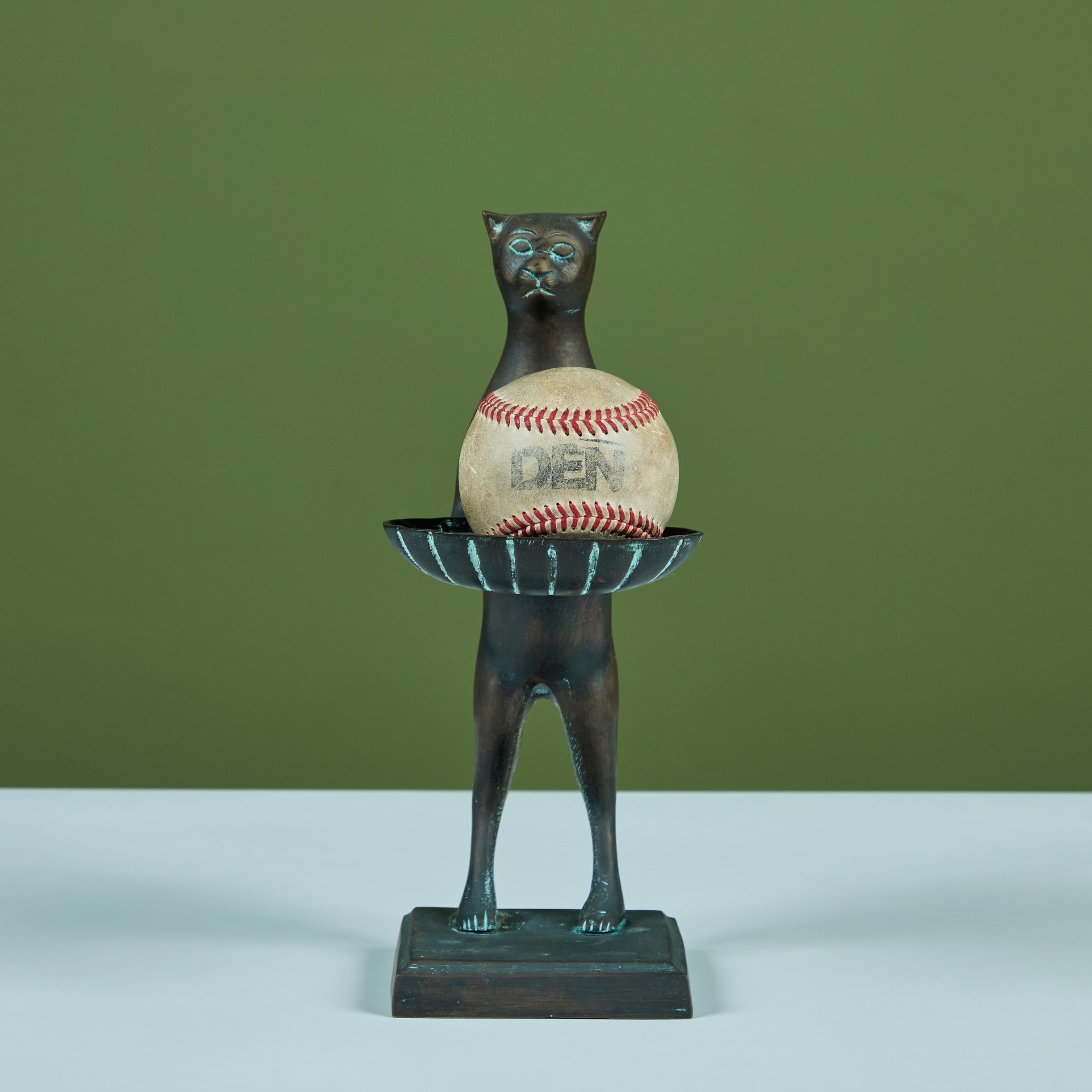 Mid-Century Modern Bronze Butler Cat in the Style of Diego Giacometti For Sale