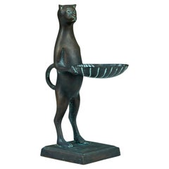Gatto maggiordomo in bronzo nello stile di Diego Giacometti