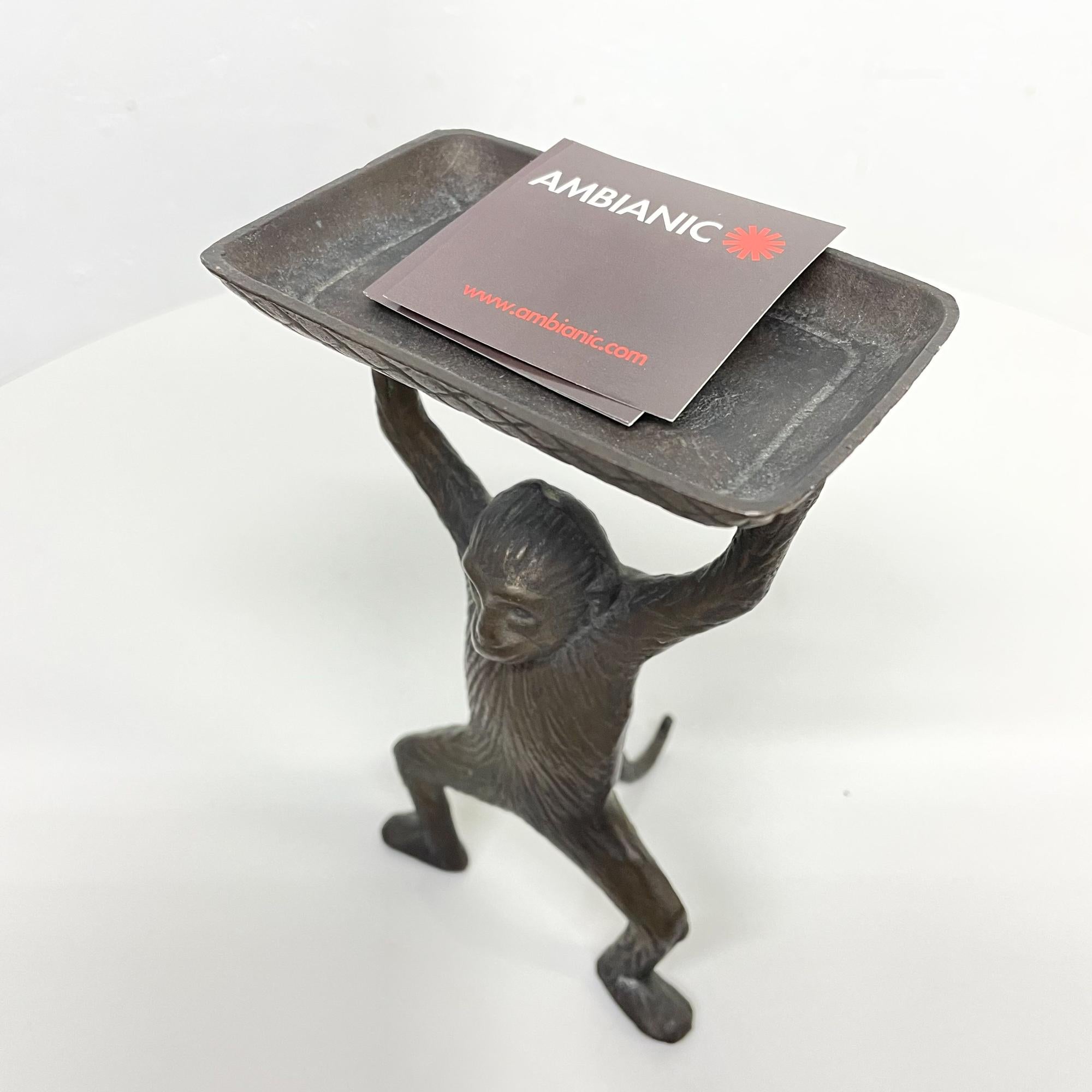 Bronze Butler Monkey Business Card Holder Trinket Tray Desk Accessory 4