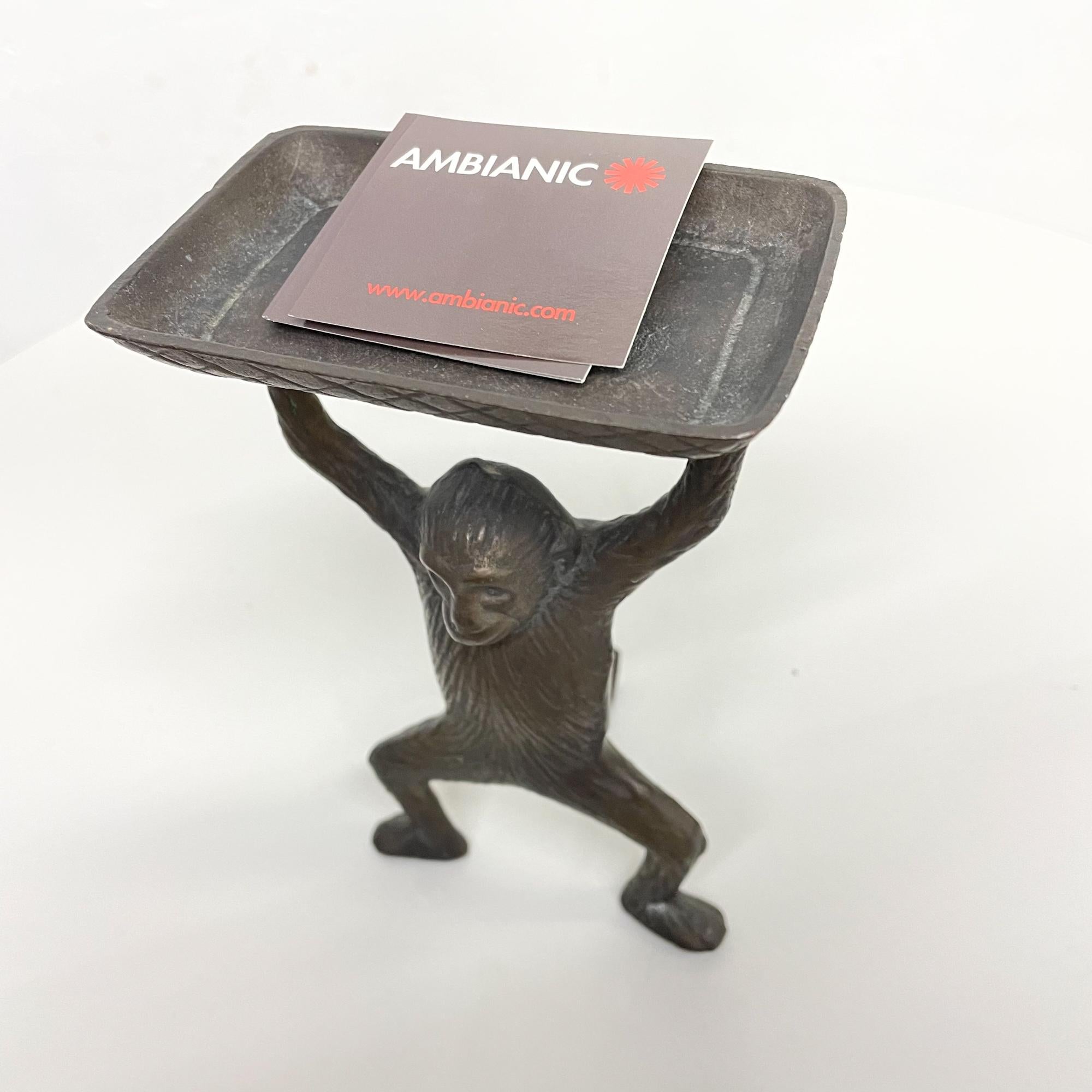 Bronze Butler Monkey Business Card Holder Trinket Tray Desk Accessory 5