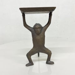 Bronze Butler Monkey Business Card Holder Trinket Tray Desk Accessory