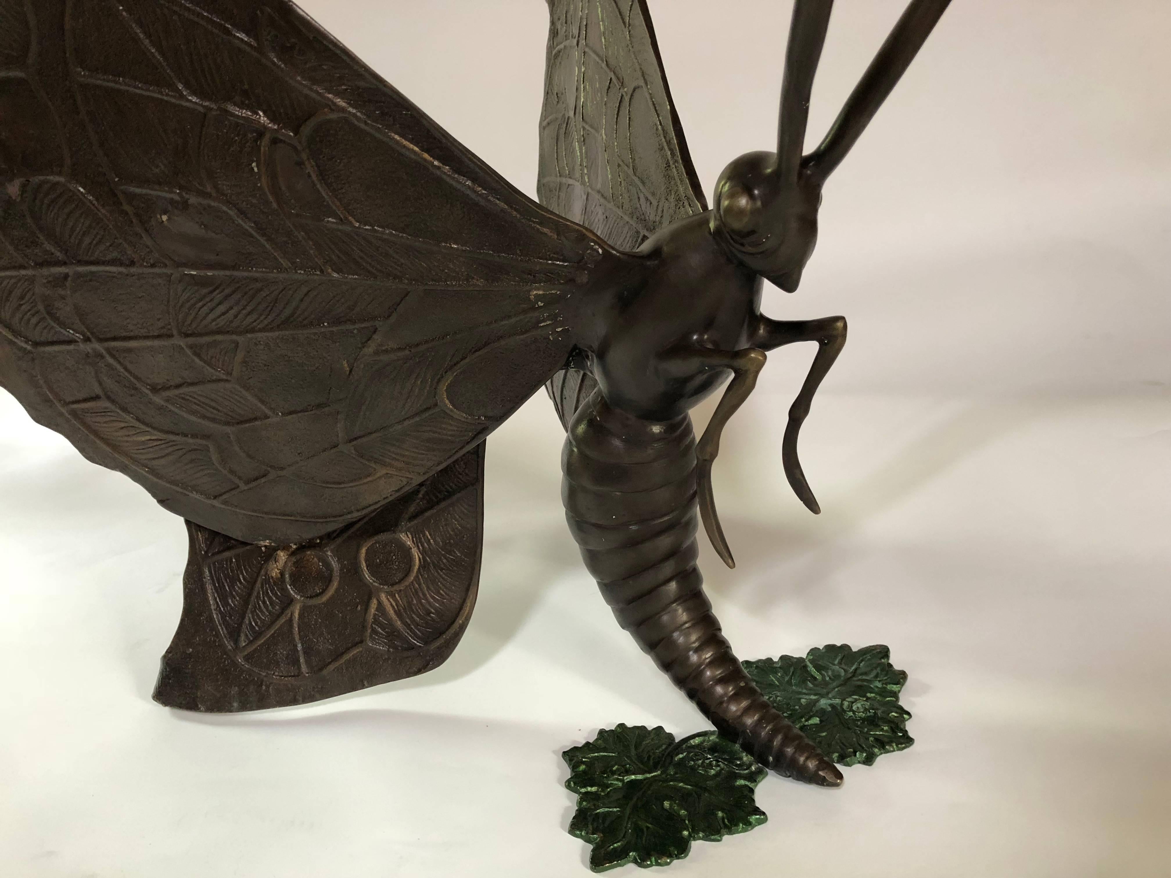 20th Century Bronze Butterfly Coffee Table Base by Jacques Duval-Brasseur For Sale