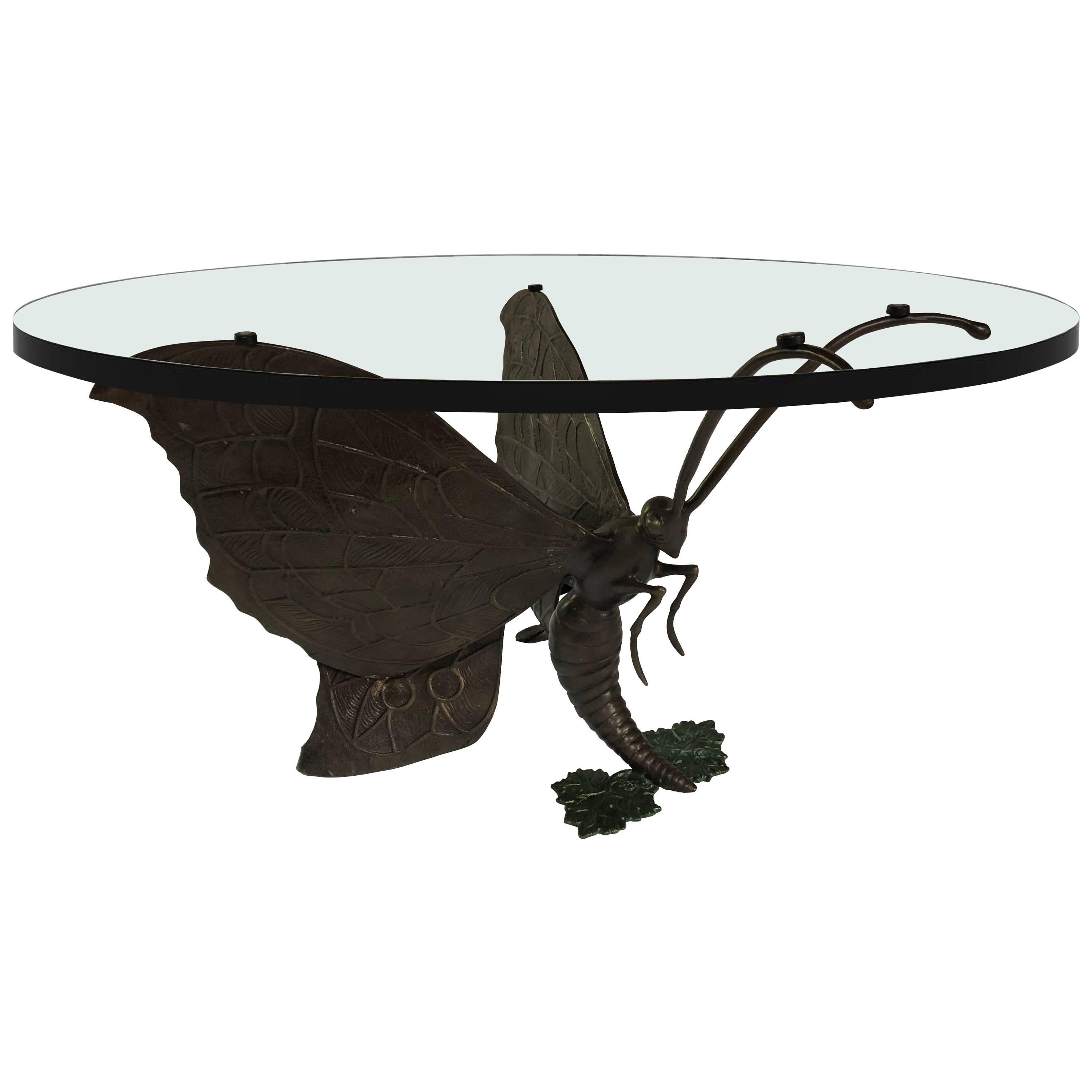 Bronze Butterfly Coffee Table Base by Jacques Duval-Brasseur For Sale