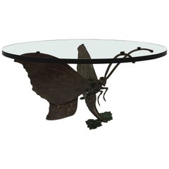 Vintage Bronze Butterfly Coffee Table Base by Jacques Duval-Brasseur