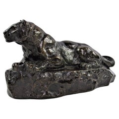 Bronze d'Antoine-Louis BARYE (1795-1875) Panthère De Tunis N°1