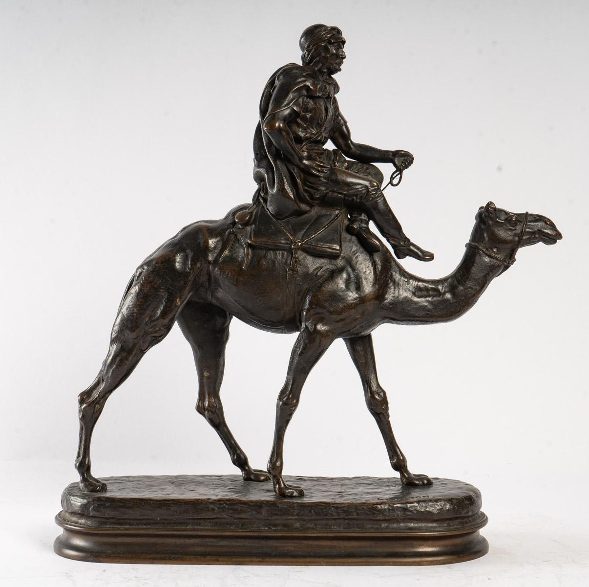 Européen Bronze par C. Valton:: Cavalier Mauresque