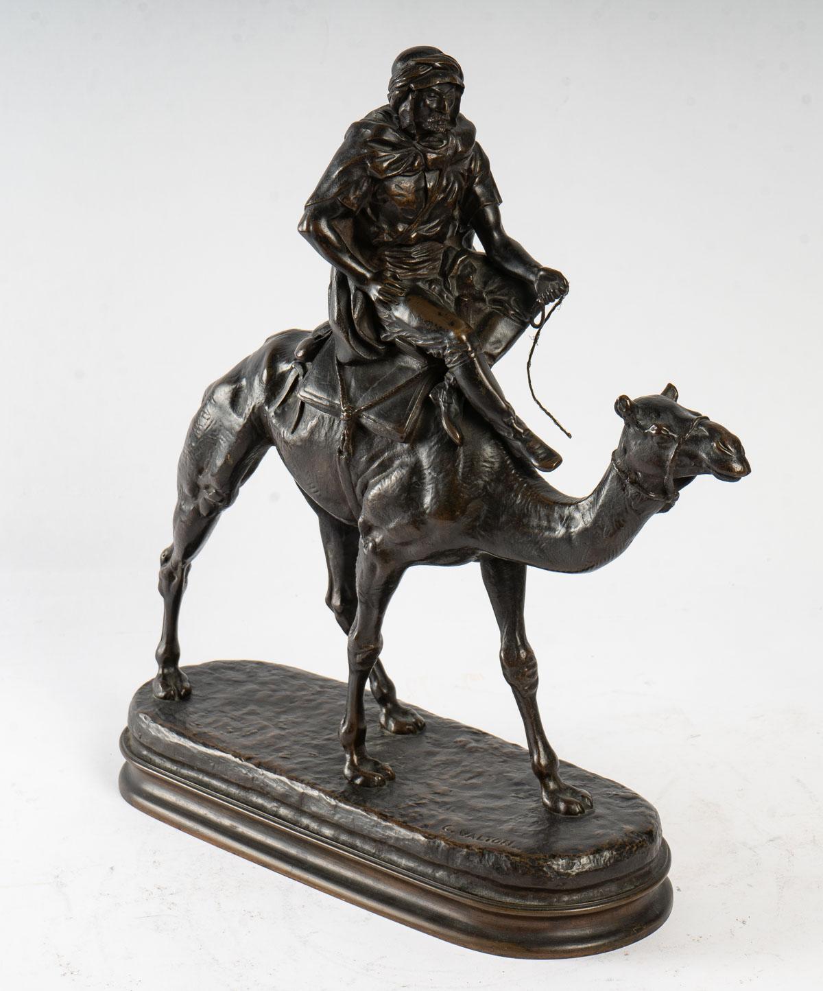 Bronze par C. Valton:: Cavalier Mauresque 1