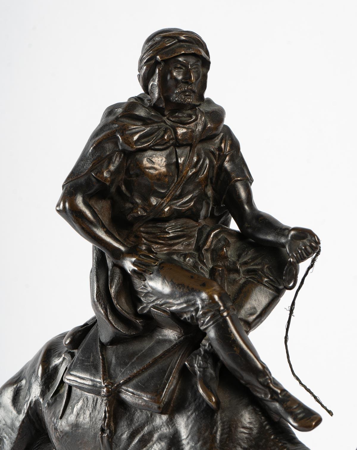 Bronze par C. Valton:: Cavalier Mauresque 2