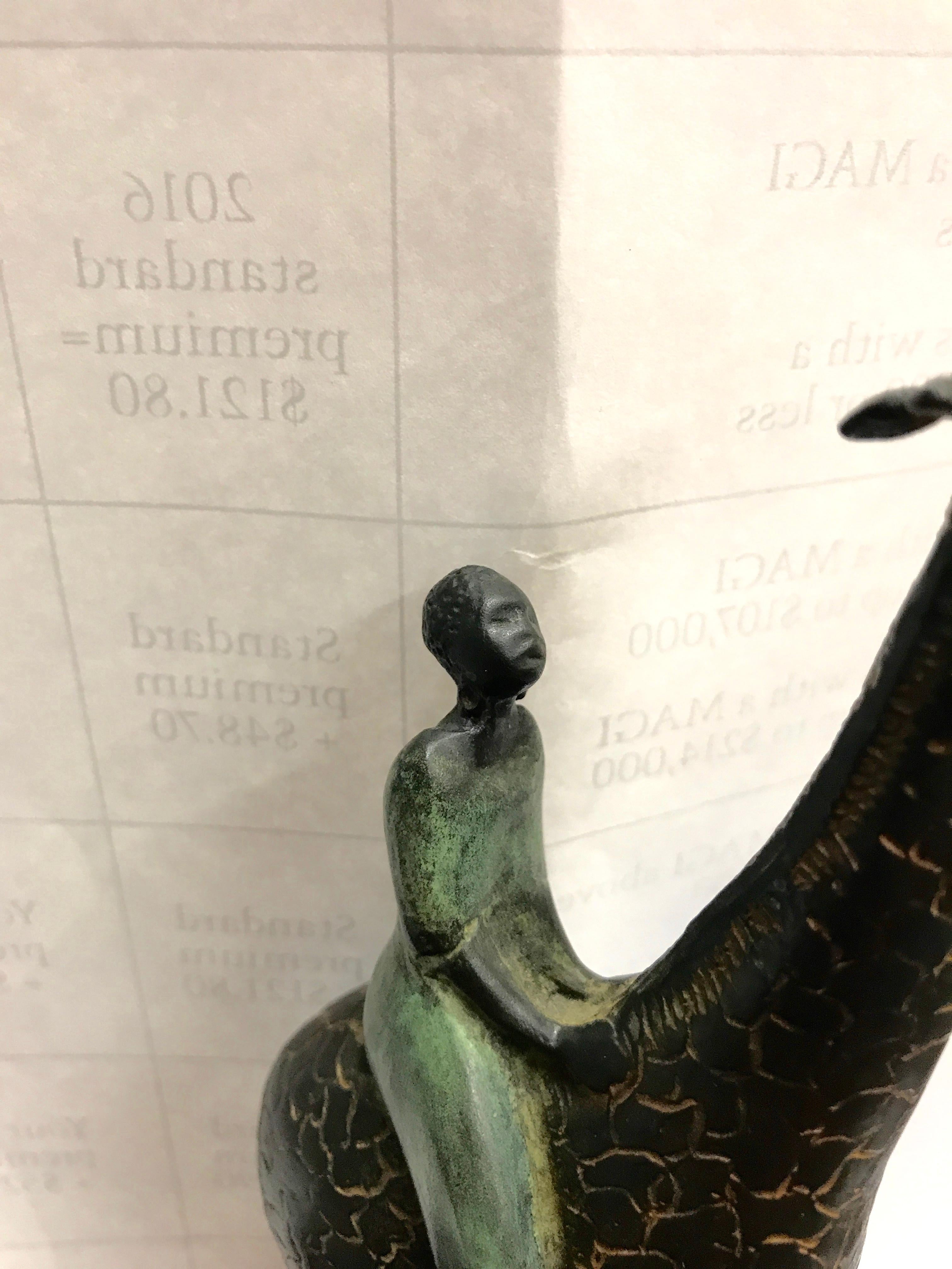 Bronze des Künstlers Craig Lehmann Giraffe aus Colorado mit afrikanischem Reiter im Angebot 4