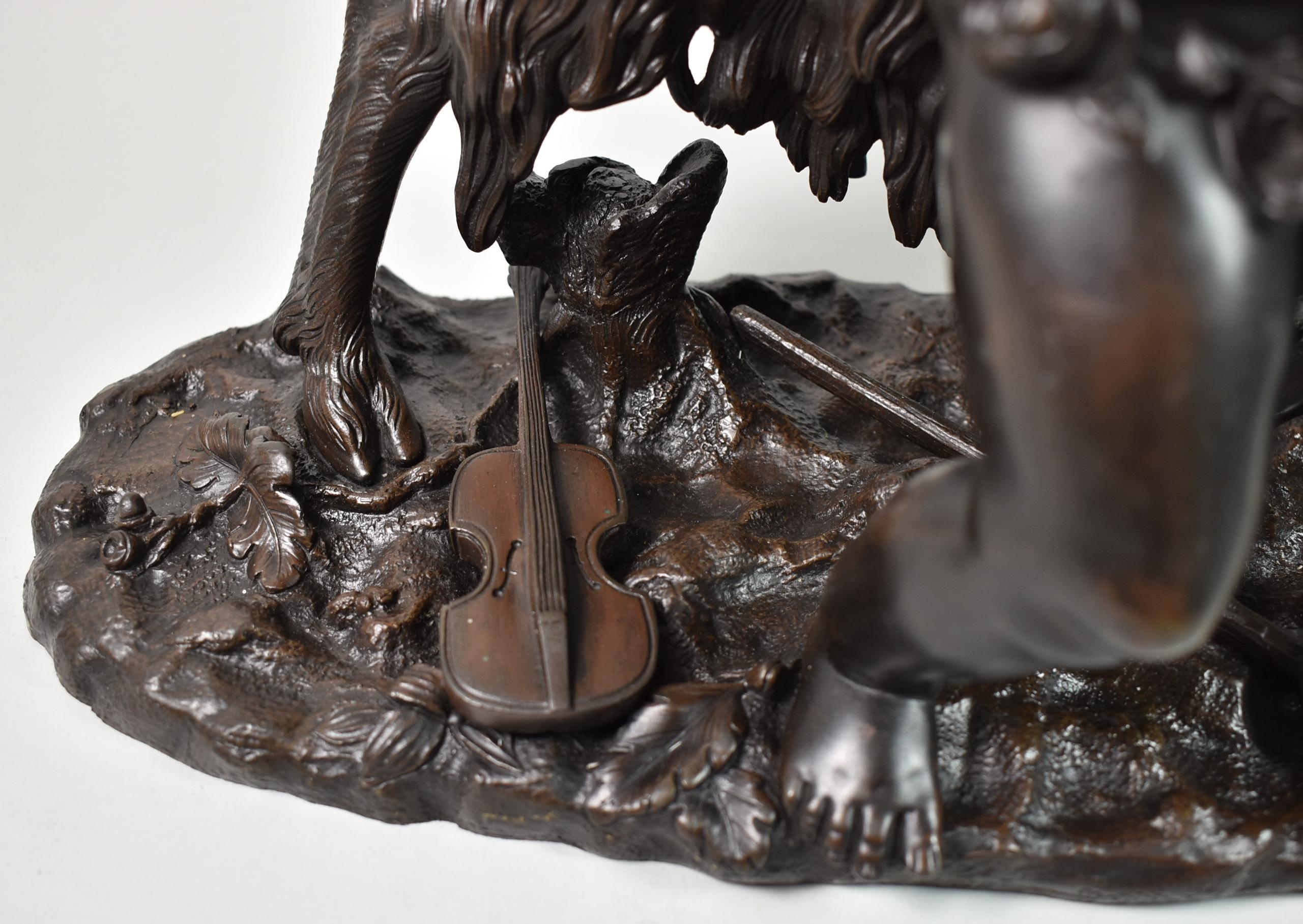 European Bronze by Henri Picard Rococo Style Statue Children / Cherubs and Goat For Sale