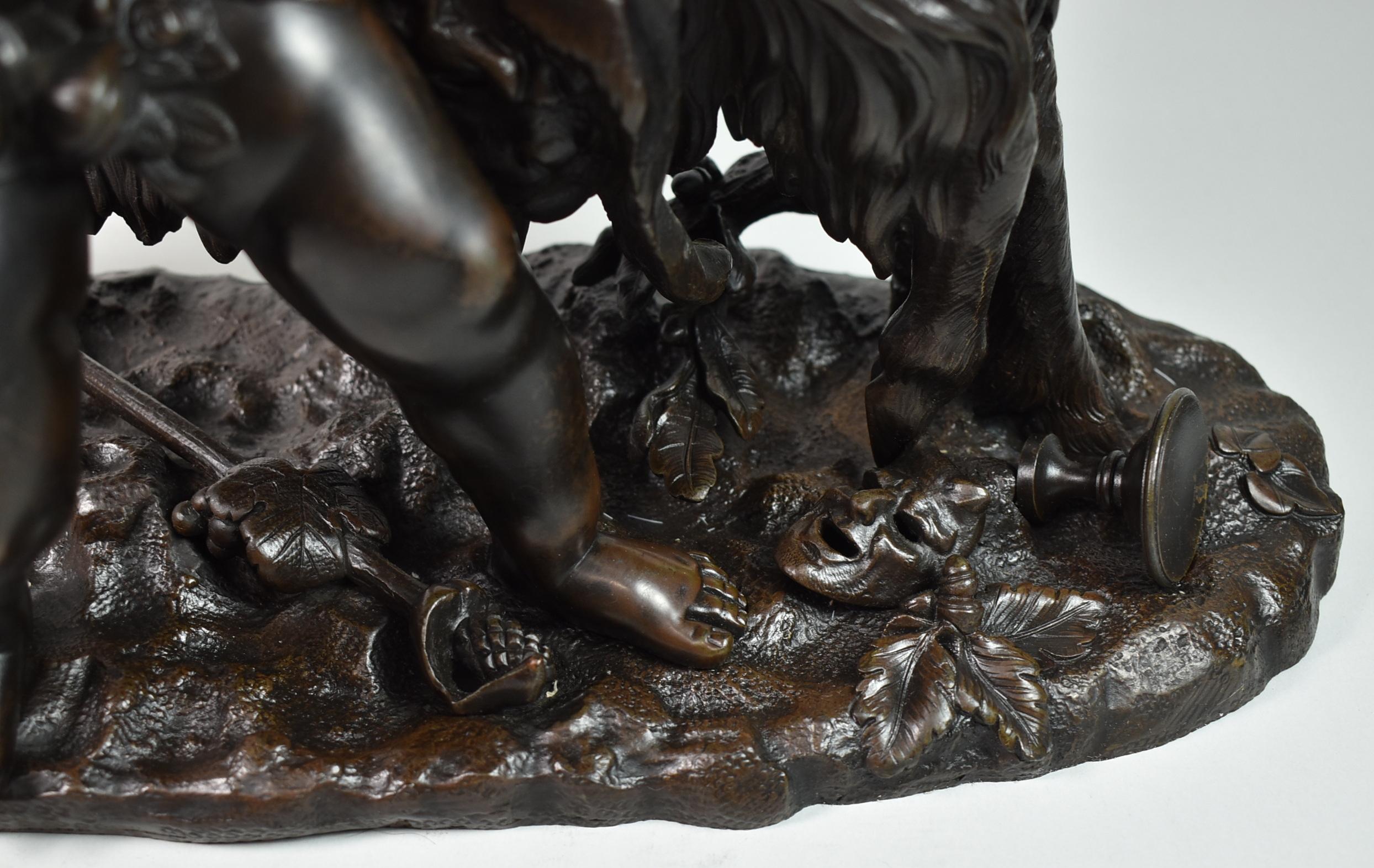 Bronze by Henri Picard Rococo Style Statue Children / Cherubs and Goat In Good Condition For Sale In Toledo, OH