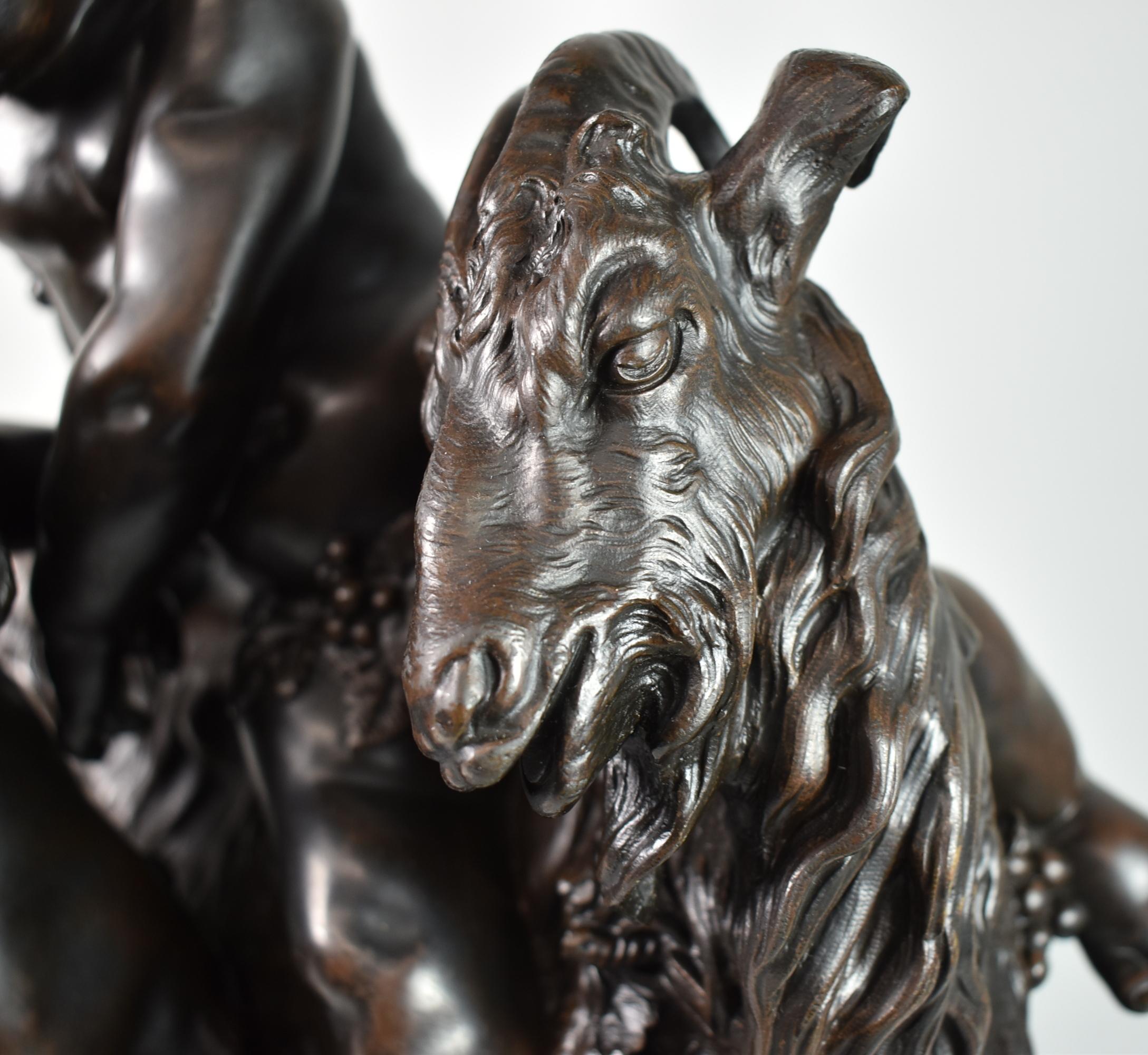 Mid-19th Century Bronze by Henri Picard Rococo Style Statue Children / Cherubs and Goat For Sale