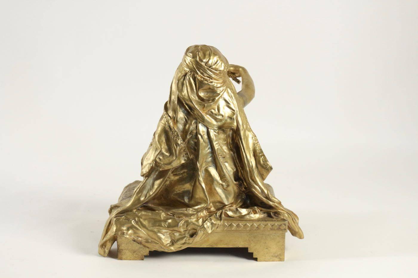 Gilt Bronze by Louis Ernest Barrias, “Little Girl Seated”