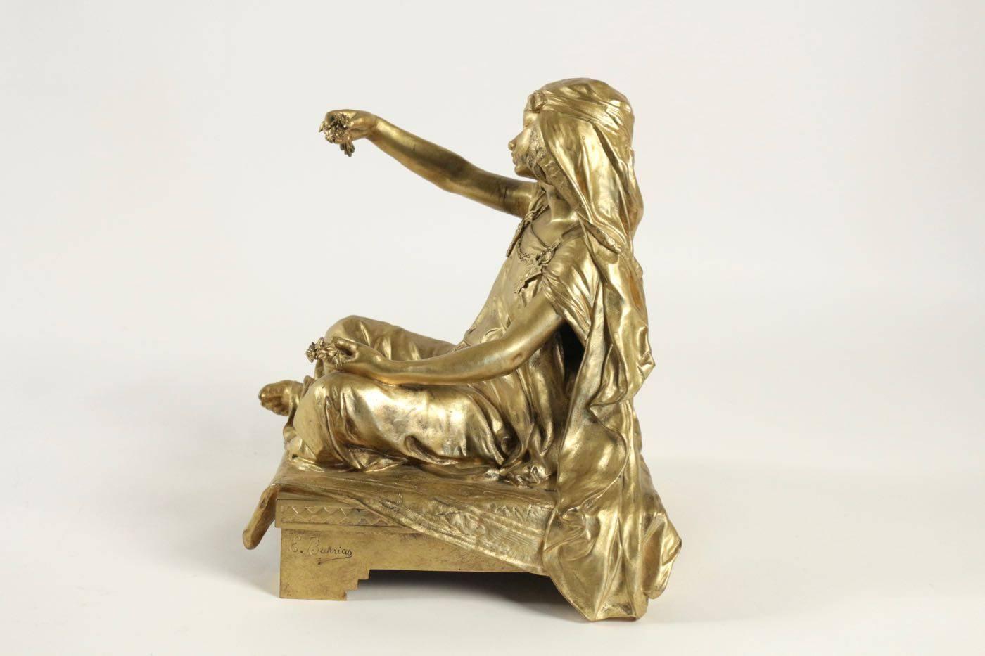 Early 20th Century Bronze by Louis Ernest Barrias, “Little Girl Seated”
