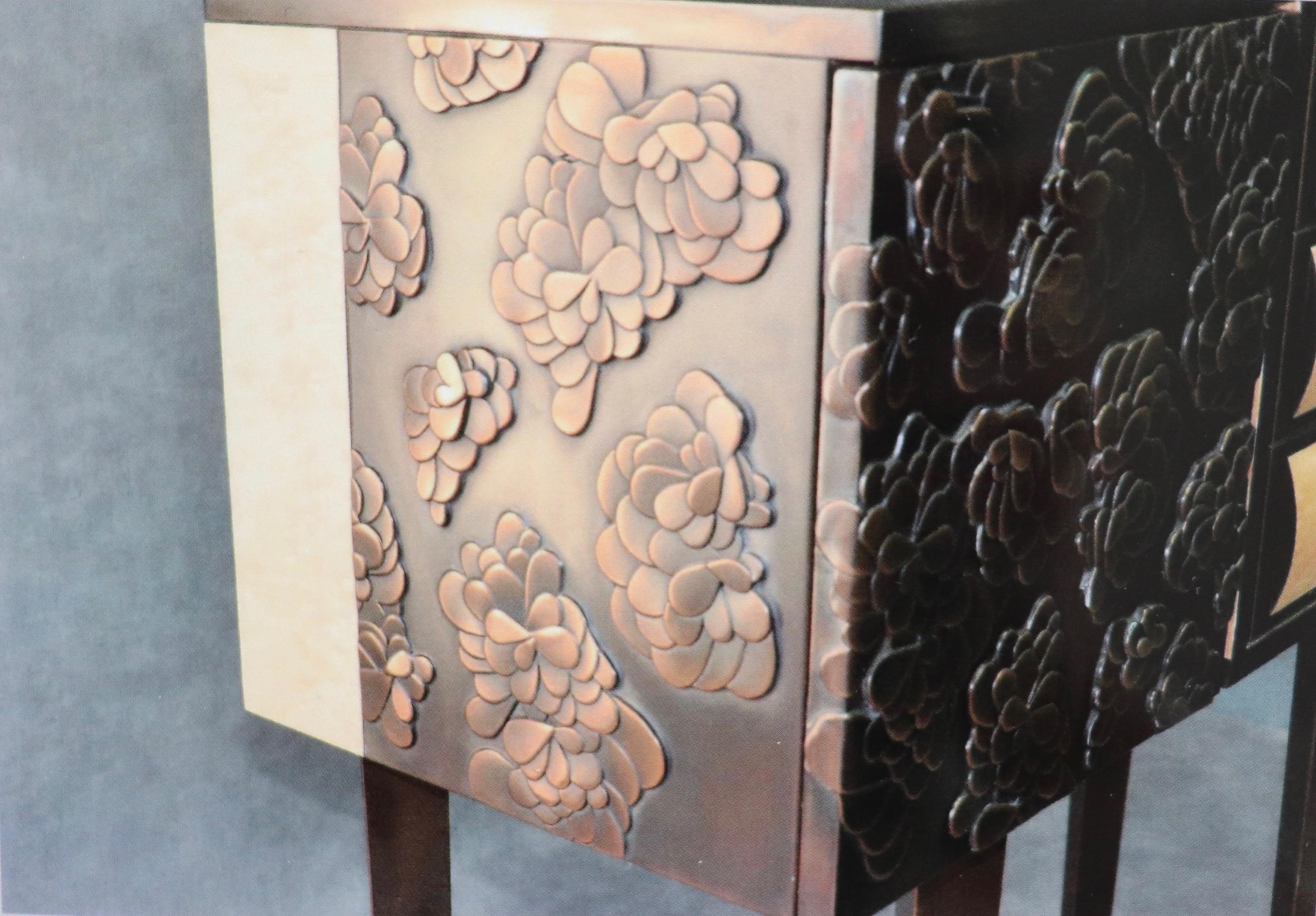 French Bronze Cabinet Floral Pattern 'Contemporary, Limited Edition' For Sale