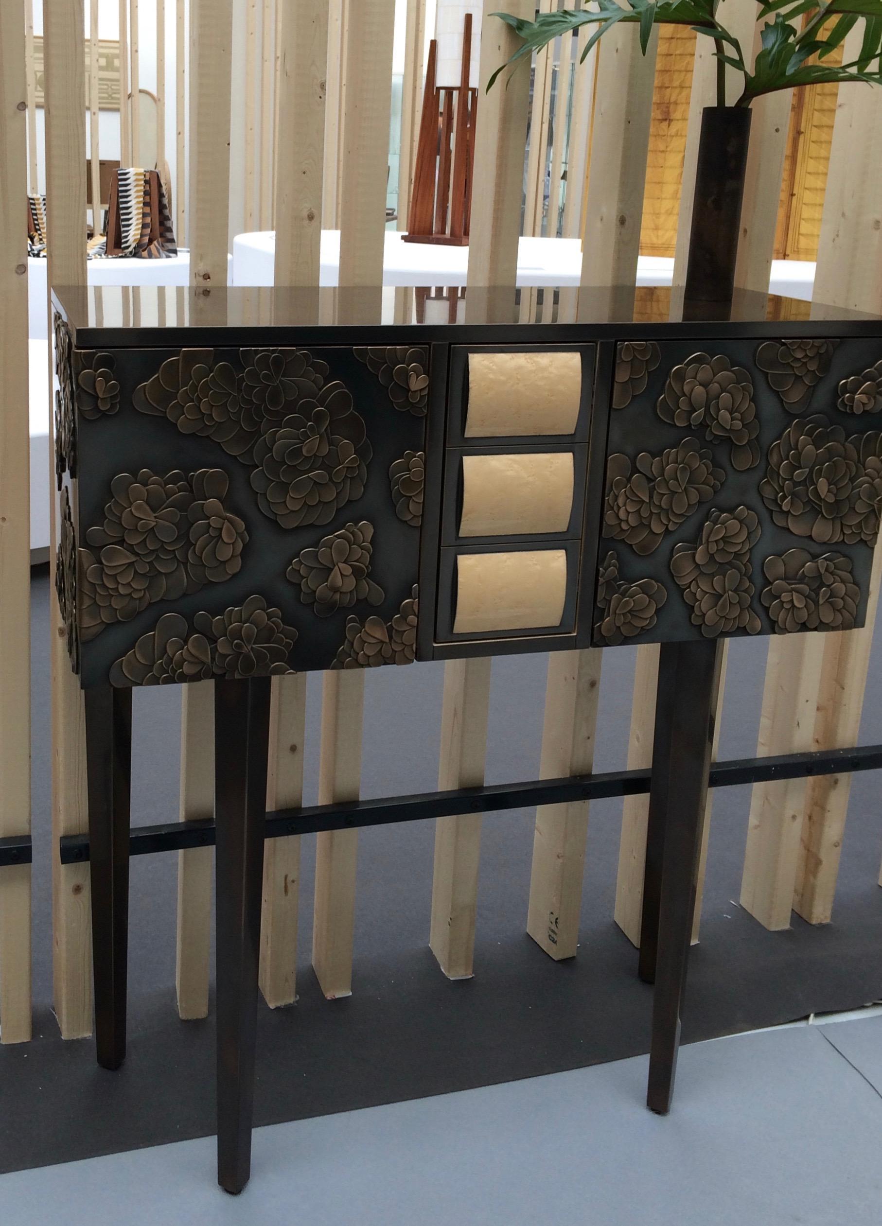 Metalwork Bronze Cabinet Floral Pattern 'Contemporary, Limited Edition' For Sale