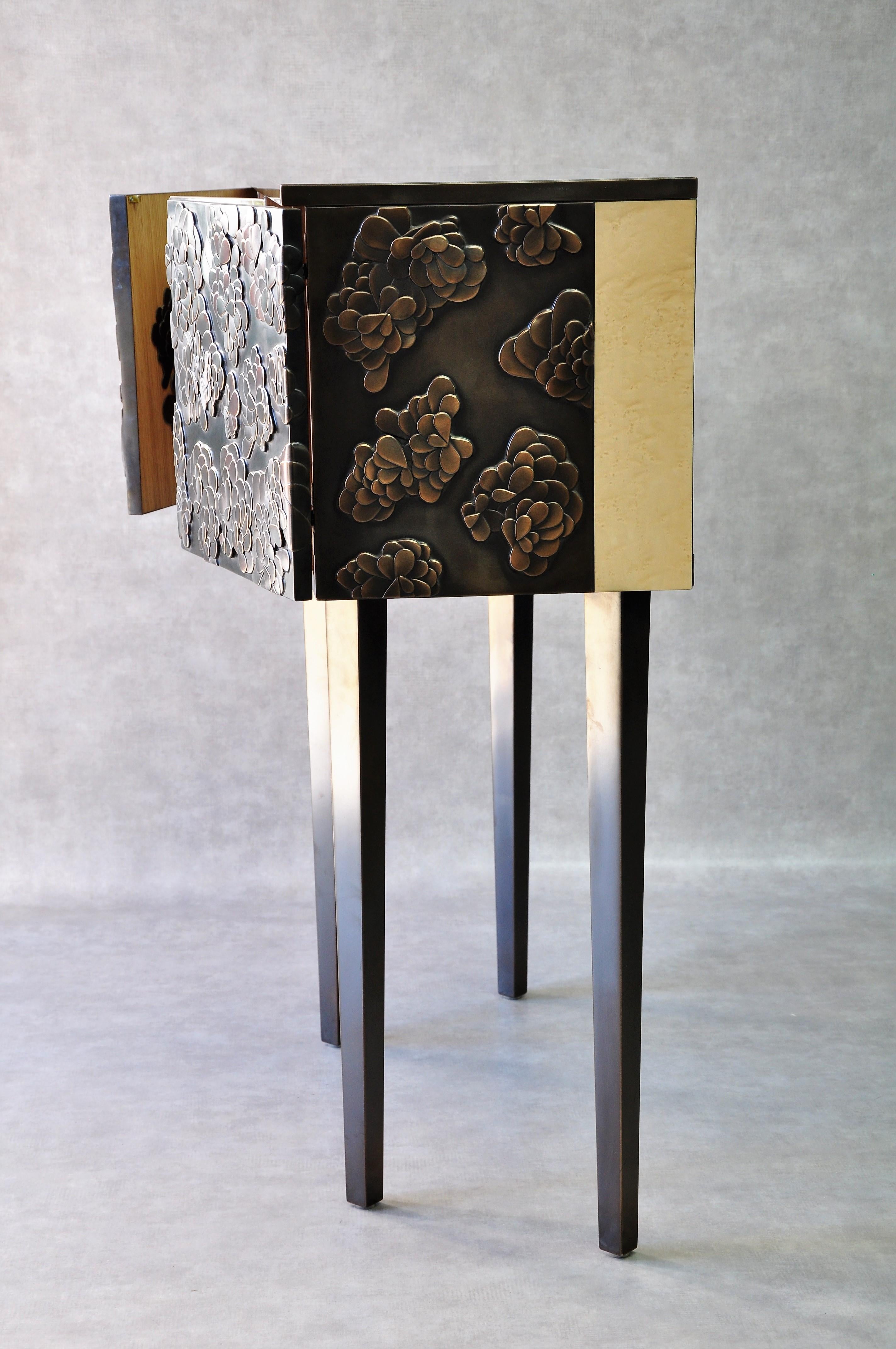 Bronze Cabinet Floral Pattern 'Contemporary, Limited Edition' For Sale 2