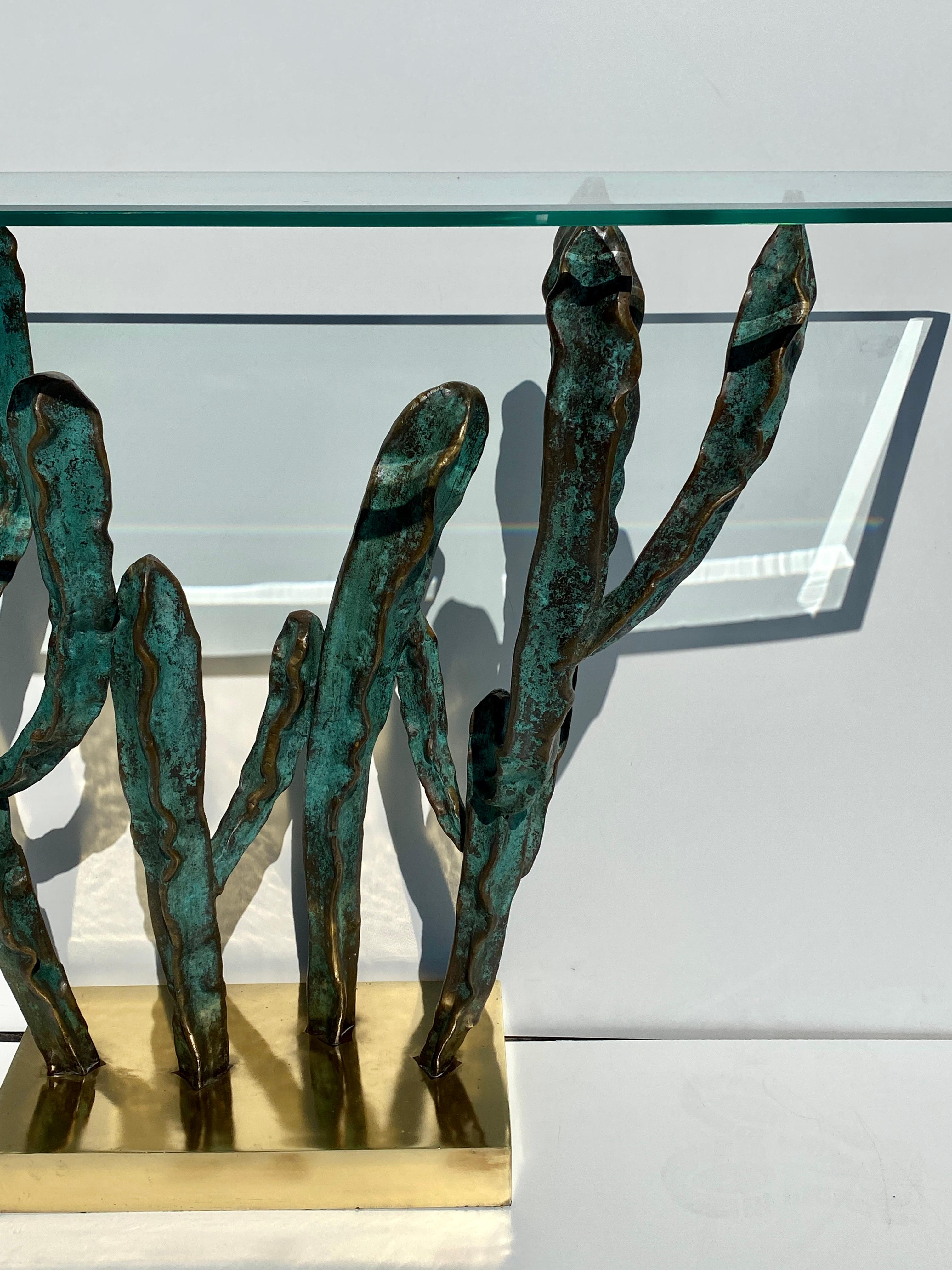 Bronze Cactus Sculpture / Console Table For Sale 10