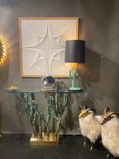 Bronze Cactus Sculpture / Console Table