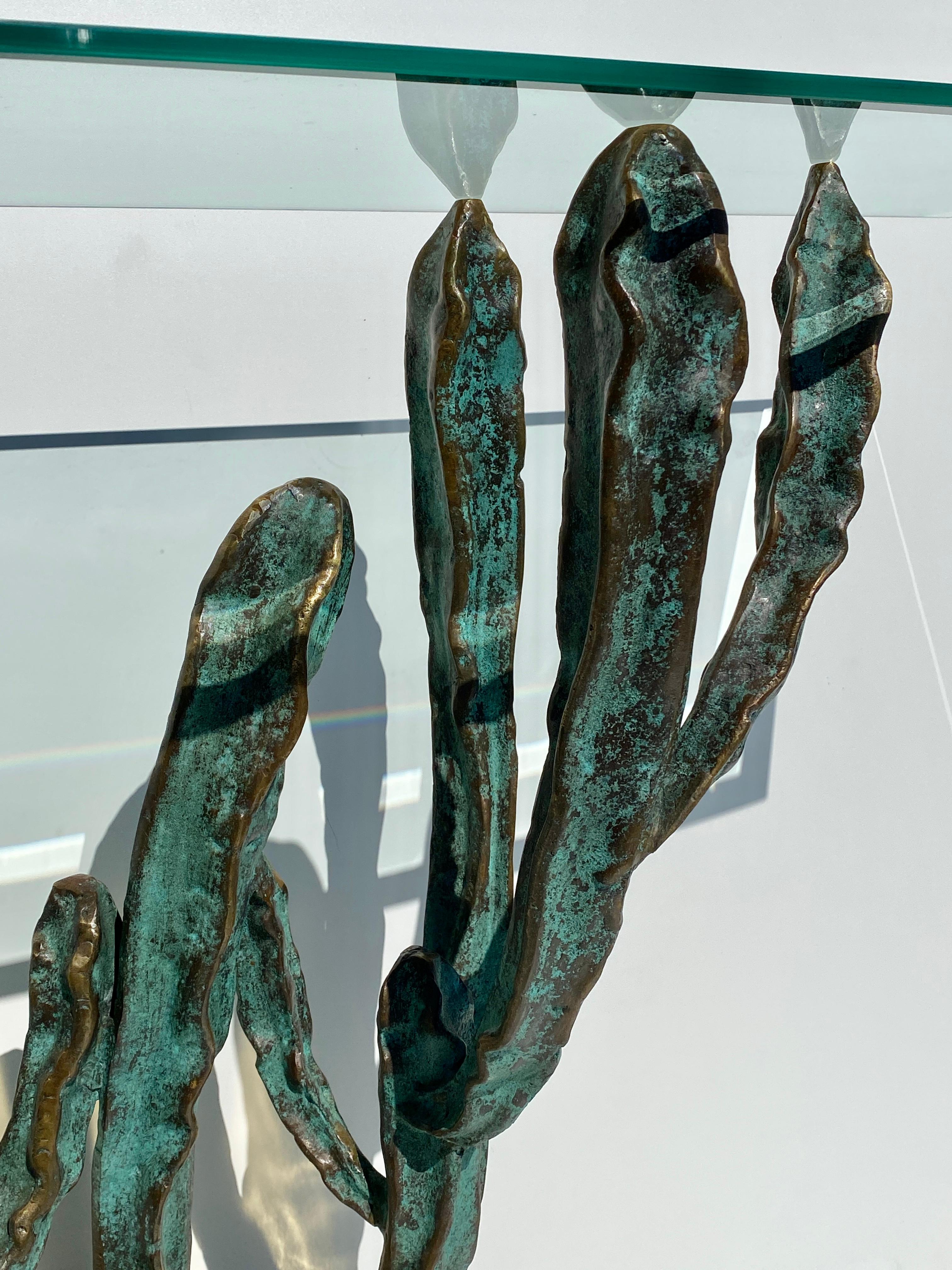 Bronze Cactus Sculpture / Console Table For Sale 14