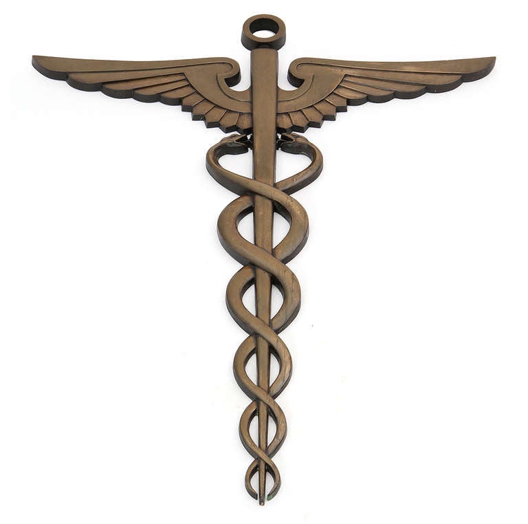Bronze Caduceus In Good Condition For Sale In Sagaponack, NY