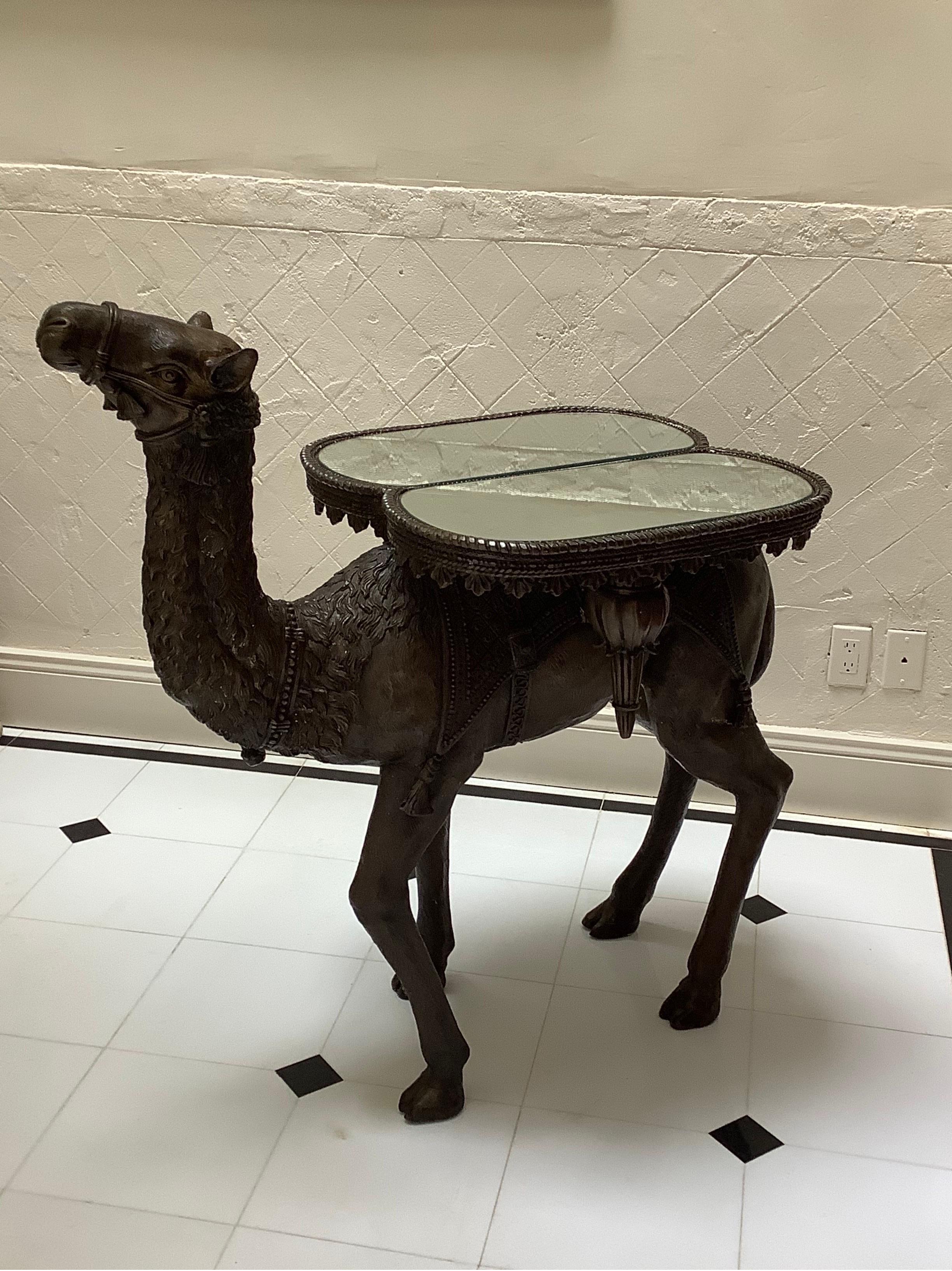 Bronze Camel Sculpture Accent Cocktail Table 1