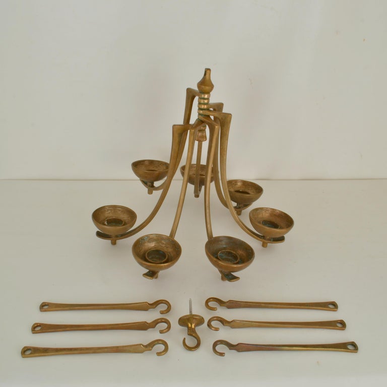 Bronze Candelabra Chandelier by Harjes, 1960's at 1stDibs