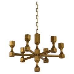 Bronze Candelabra Chandelier for Six Candles 1970's