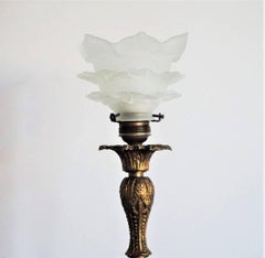 Bronze Candelabra Table Lamp with Glass Tulip Shade