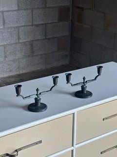 Chandeliers en bronze de Nils Johan pour äkta Brons Svensk Vara, une paire