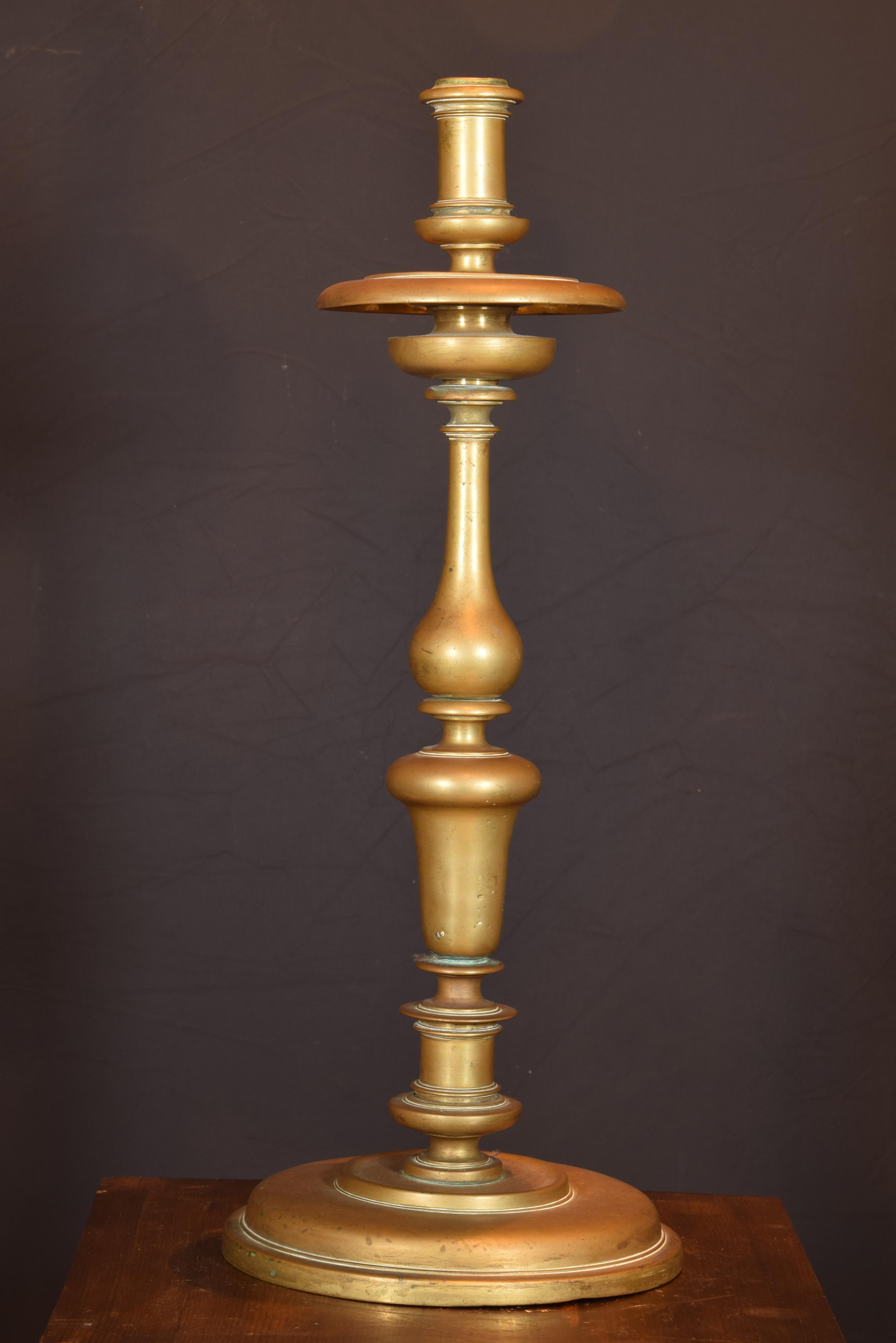 European Bronze Candle Holder, 17th-18th Centuries For Sale