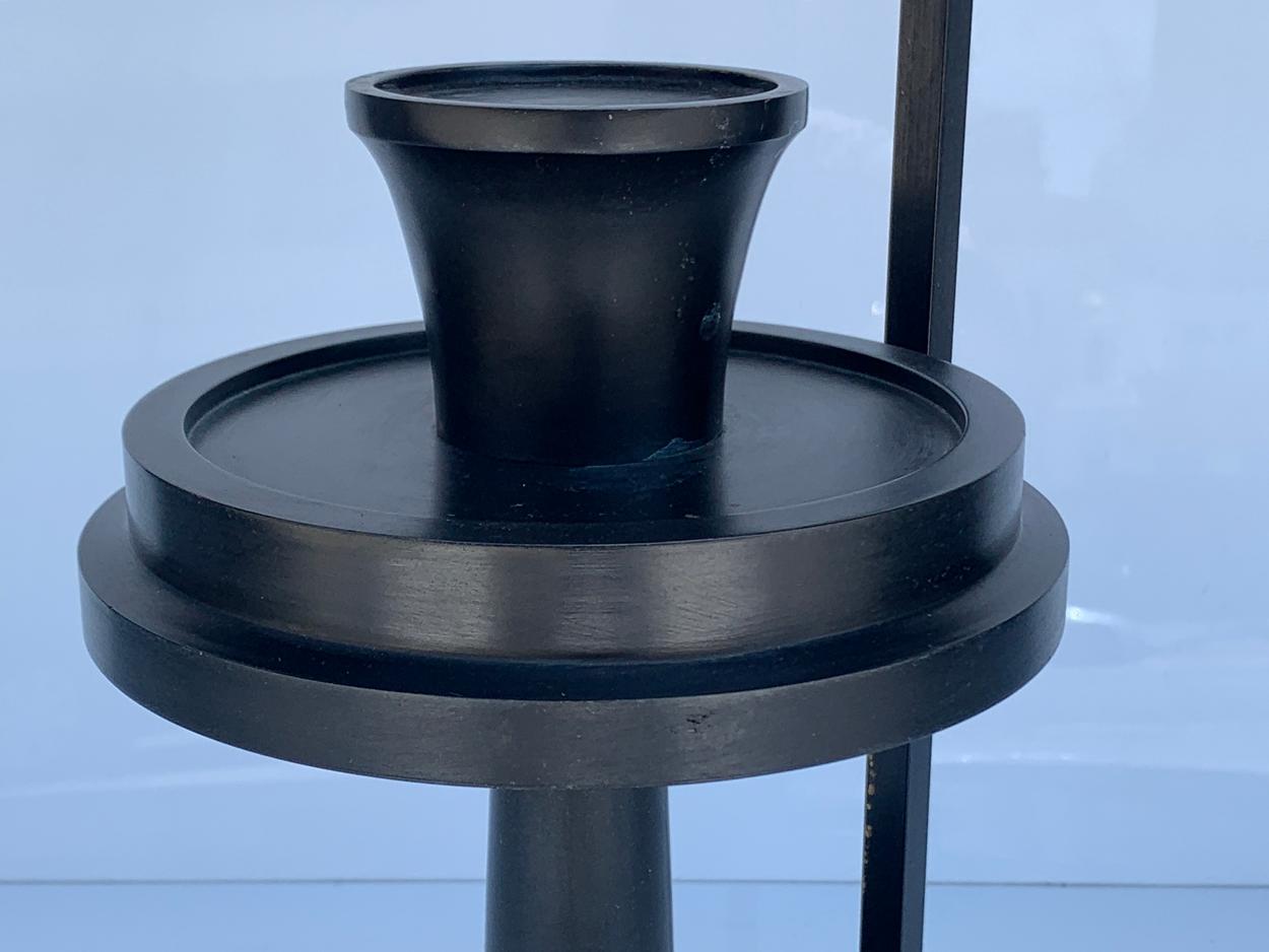 Blackened Bronze Candle Holder by Alexander Lamont For Sale