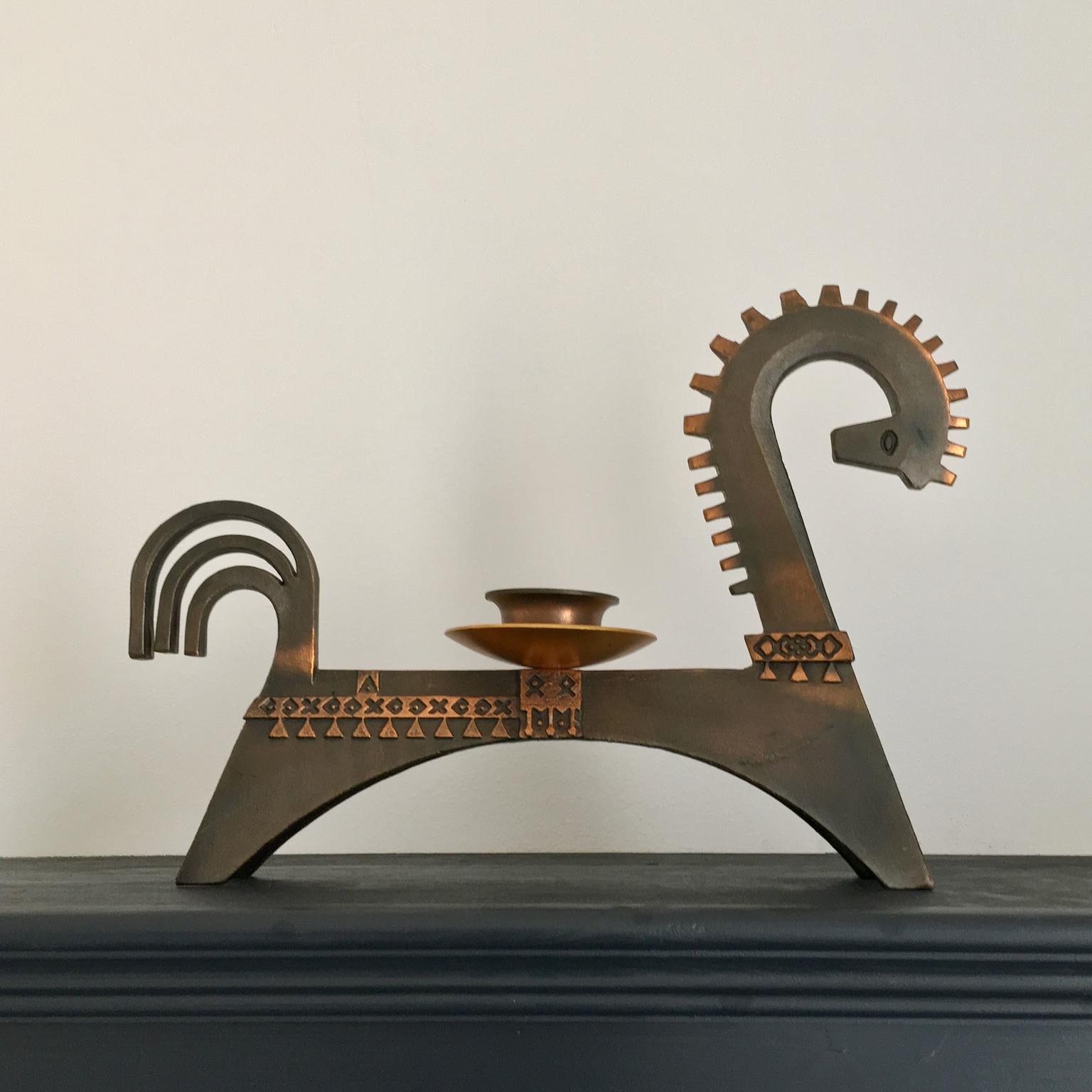 Russian Bronze Candleholder in the Shape of a Horse, Russia, Mid-20th Century