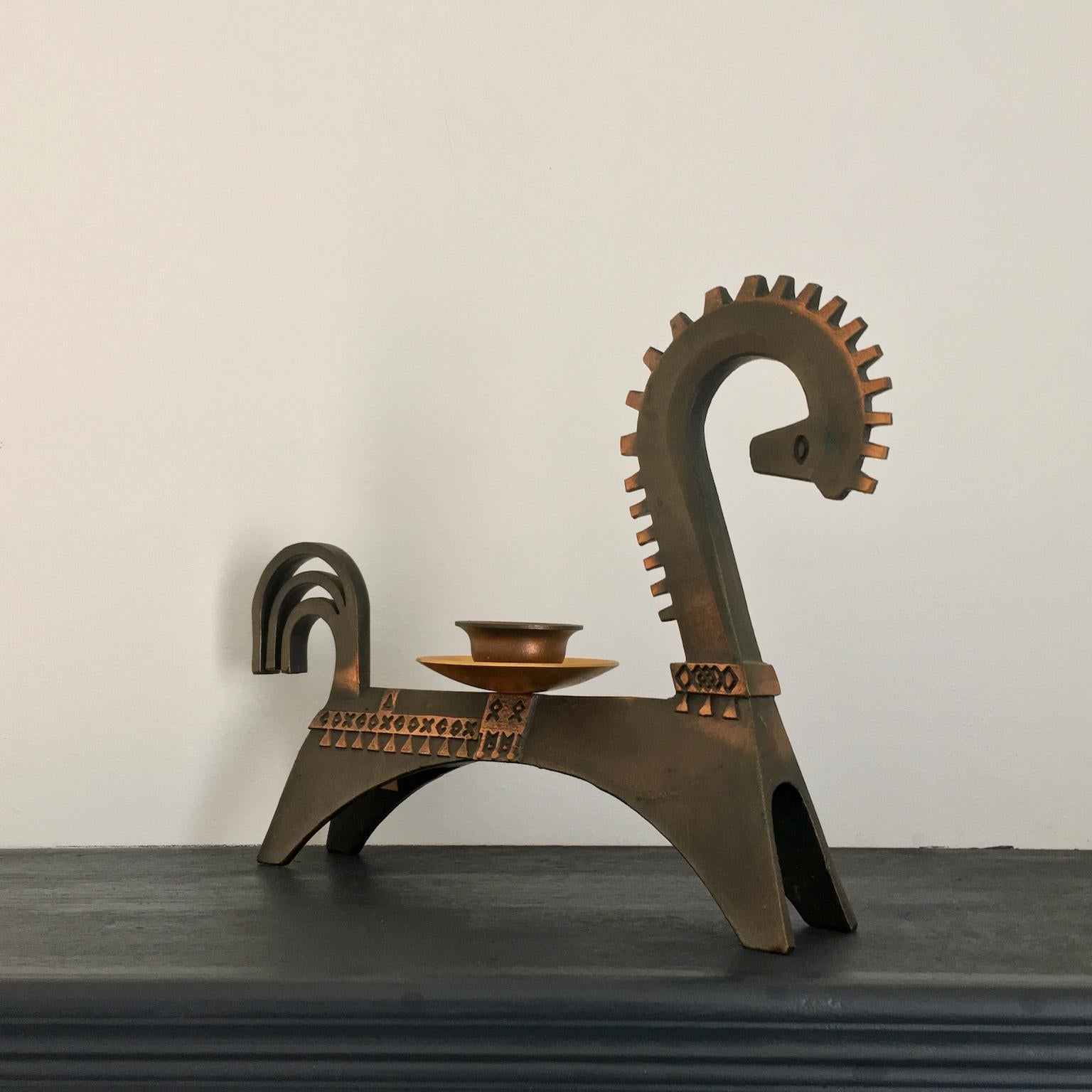 Cast Bronze Candleholder in the Shape of a Horse, Russia, Mid-20th Century