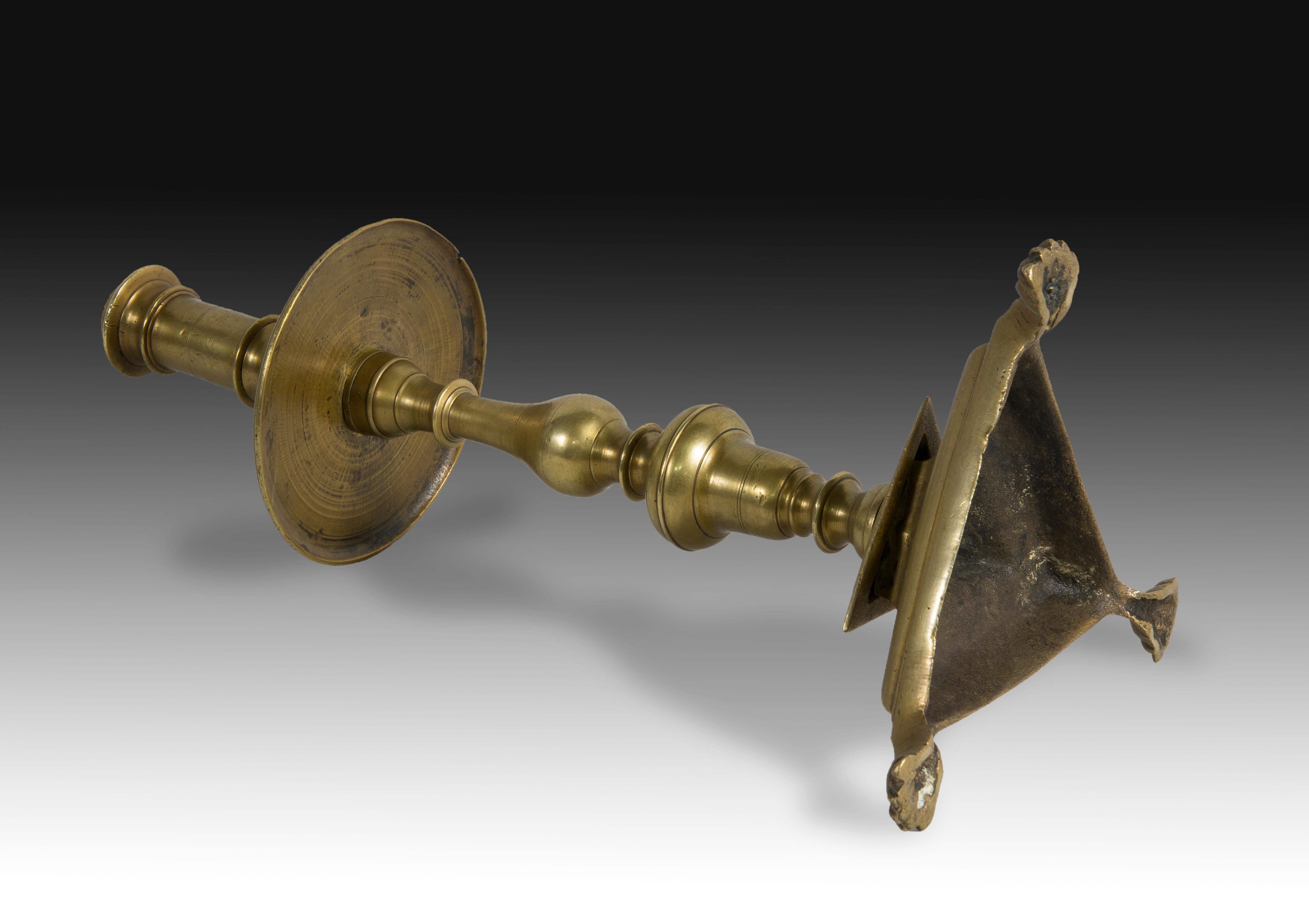 Neoclassical Bronze Candle Holder or Candlestick, Spain, 18th Century