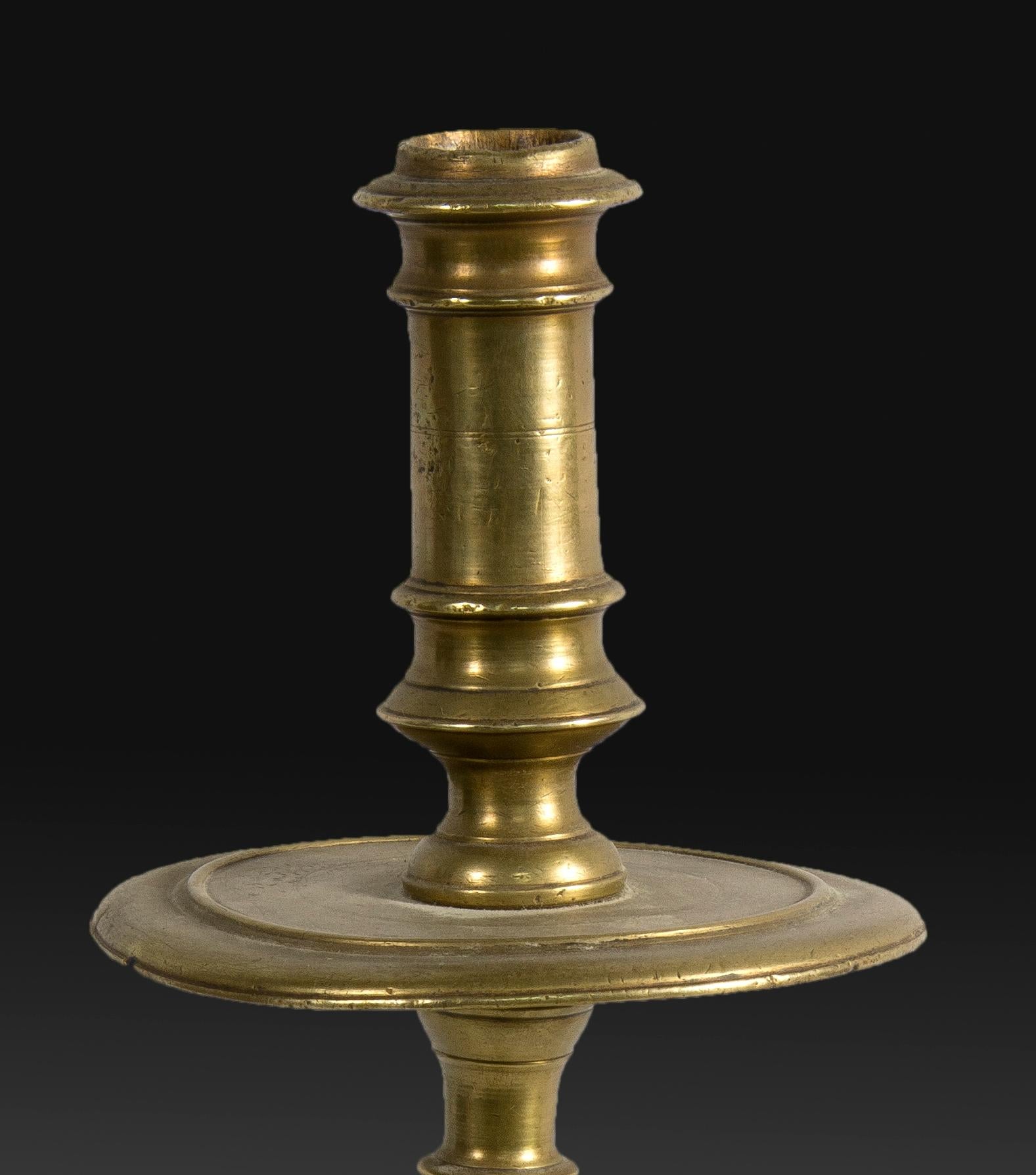 Spanish Bronze Candle Holder or Candlestick, Spain, 18th Century