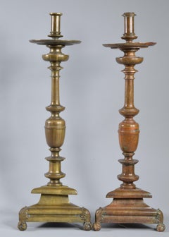 Bronze Candle Holders Pair, 20th Century, after Antique Models