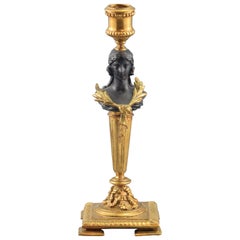 Vintage Bronze Candleholder, Bronze, after Empire Style