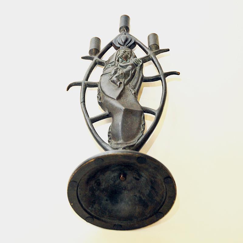 Scandinave moderne Bougeoir en bronze d'Oscar Antonsson pour Ystad Metall, Suède, années 1930 en vente