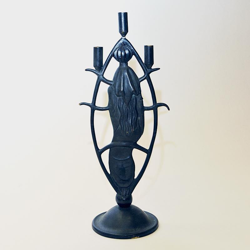 Bronze Candleholder by Oscar Antonsson for Ystad Metall, Sweden, 1930s For Sale 1